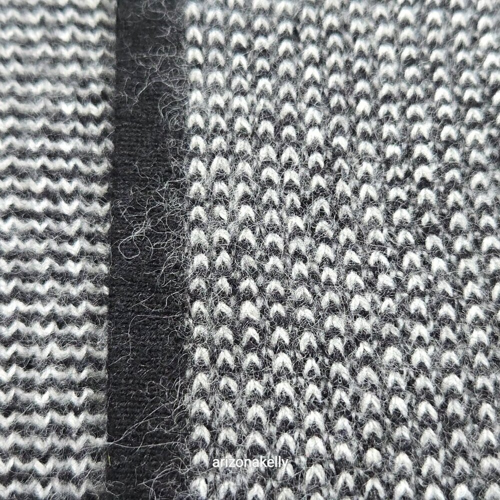 {{{Thick}}} Cashmere Wrap Birdseye Knit Black & White Symphony - Picture 5 of 14